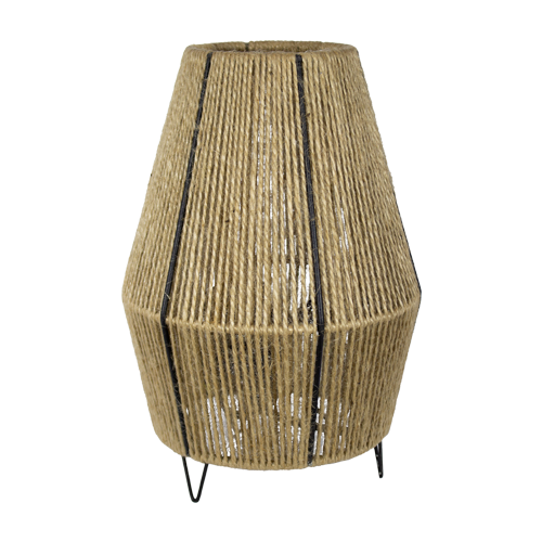 Velador con parante negro y yute medidas 11x20x16xm